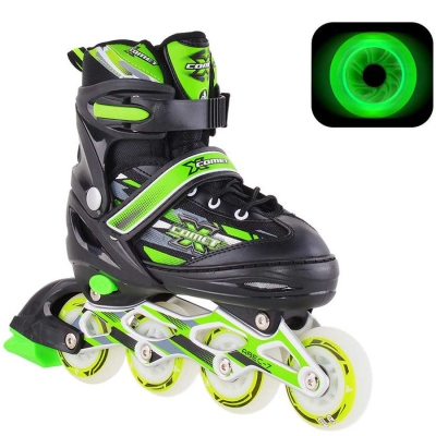 Раздвижные роликовые коньки RGX X-Comet Green LED